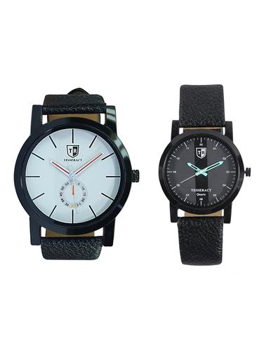 Tesseract White Dial & Black Dial Men's Analogue Watches (SBW011+SBGB019) - 15344030 - Very Small Image - 1