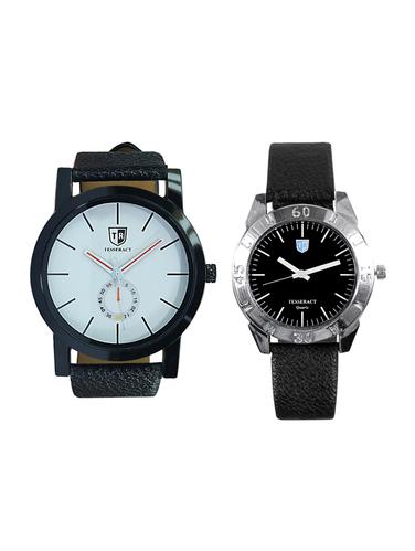 Tesseract White Dial & Black Dial Men's Analogue Watches (SBW011+SBB037) - 15344039 - Very Small Image - 1
