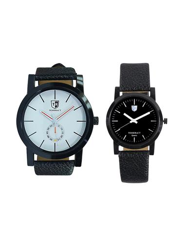 Tesseract White Dial & Black Dial Men's Analogue Watches (SBW011+SBB039) - 15344040 - Very Small Image - 1