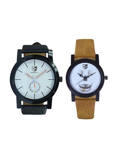 Tesseract White Dial & White Skull Face Dial Men's Analogue Watches (SBW011+UBRWS057) - 15344049 - Very Small Image - 1