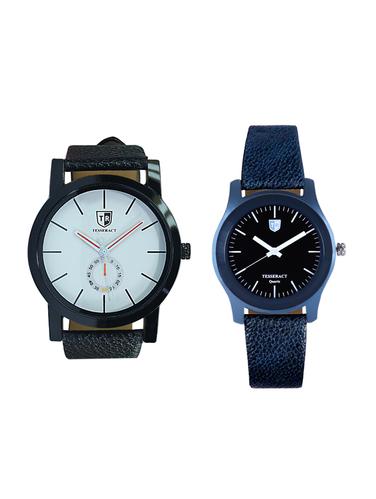 Tesseract White Dial & Black Dial Men's Analogue Watches (SBW011+SBLB067) - 15344054 - Very Small Image - 1