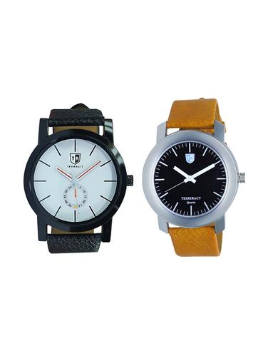 Tesseract White Dial & Black Dial Men's Analogue Watches (SBW011+SBRGB069) - 15344055 - Very Small Image - 1