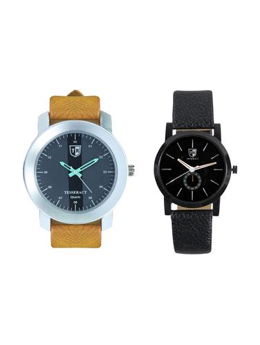 Tesseract Black Dial & Black Dial Men's Analogue Watches (SBRGB013+SBB041) - 15344071 - Very Small Image - 1
