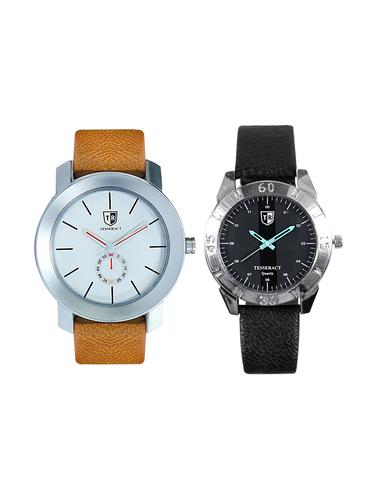 Tesseract White Dial & Black Dial Men's Analogue Watches (SBRW015+SBGB021) - 15344090 - Very Small Image - 1