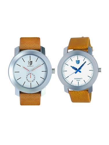 Tesseract White Dial Men's Analogue Watches (SBRW015+BRW043) - 15344101 - Very Small Image - 1