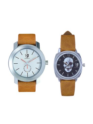 Tesseract White Dial & Black Skull Face Dial Men's & Boy's Analogue Watches (SBRW015+UBRSS049) - 15344104 - Very Small Image - 1