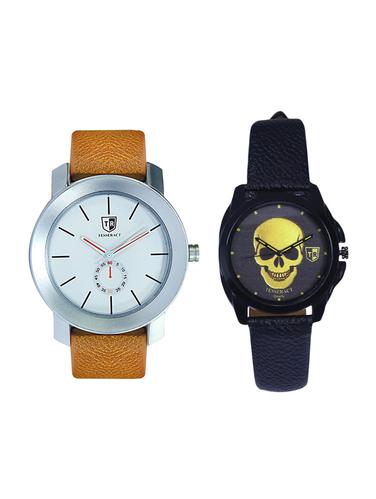 Tesseract White Dial & Black Skull Face Dial Men's Analogue Watches (SBRW015+UBGS055) - 15344107 - Very Small Image - 1