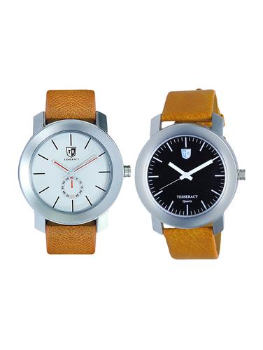 Tesseract White Dial & Black Dial Men's Analogue Watches (SBRW015+SBRGB069) - 15344114 - Very Small Image - 1