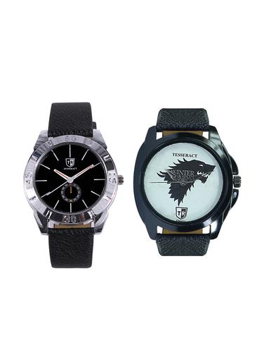 Tesseract Black Dial & Game Of Thrones Dial Men's Analogue Watches (SBB017+UBWGT033) - 15344124 - Very Small Image - 1