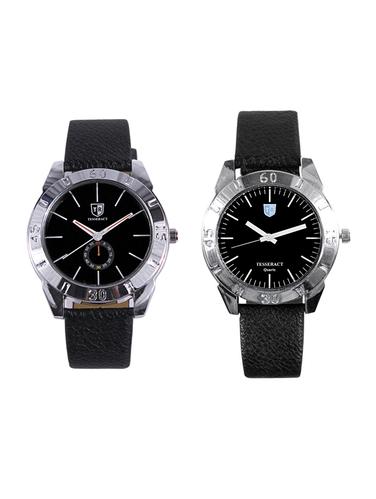 Tesseract Black Dial & Black Dial Men's Analogue Watches (SBB017+SBB037) - 15344126 - Very Small Image - 1