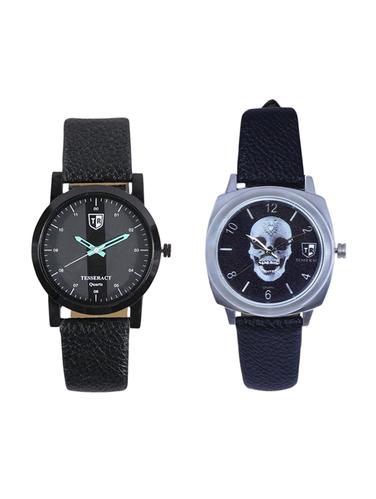 Tesseract Black Dial & Black Skull Face Dial Men's Analogue Watches (SBGB019+UBSS053) - 15344161 - Very Small Image - 1