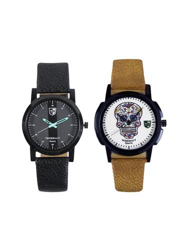Tesseract Black Dial & White Skull Face Dial Men's Analogue Watches (SBGB019+UBRCFS059) - 15344164 - Very Small Image - 1