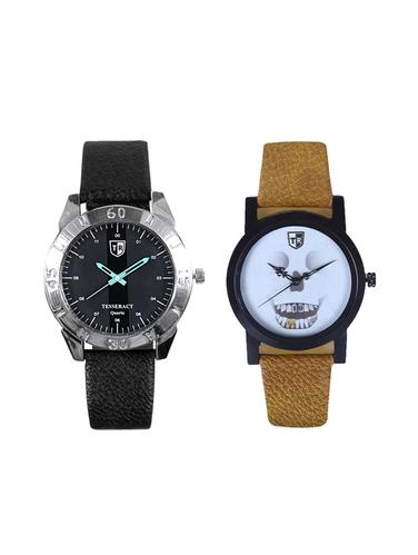 Tesseract Black Dial & White Skull Face Dial Men's Analogue Watches (SBGB021+UBRWS057) - 15344189 - Very Small Image - 1