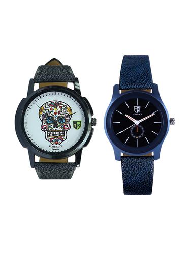 Tesseract Skull Face Dial & Black Dial Men's Analogue Watches (UBCFS023+SBLB063) - 15344217 - Very Small Image - 1