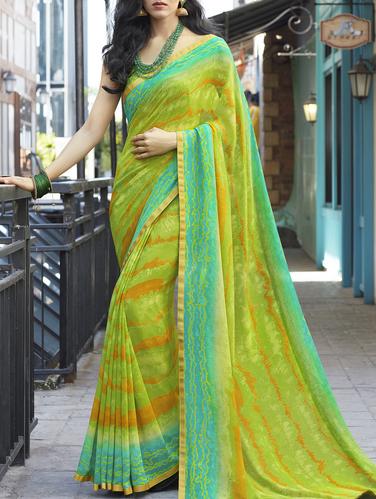 lace border printed saree with blouse - 15344243 - Very Small Image - 1