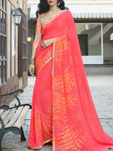 lace border printed saree with blouse - 15344246 - Very Small Image - 1