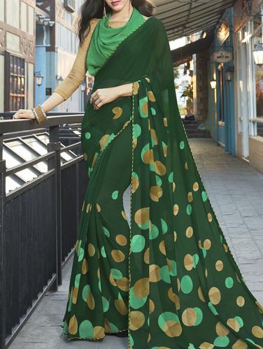 lace border polka dots saree with blouse - 15344252 - Very Small Image - 1