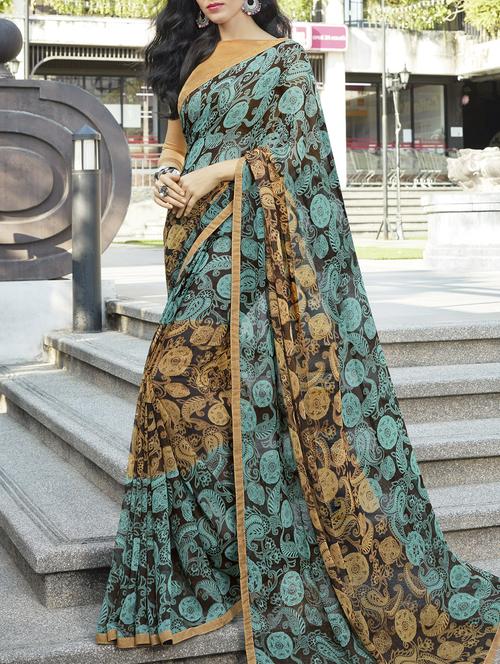 lace border printed saree with blouse - 15344253 - Standard Image - 1