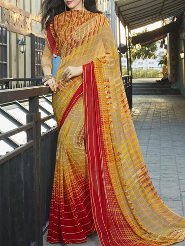 lace border printed saree with blouse - 15344254 - Very Small Image - 1