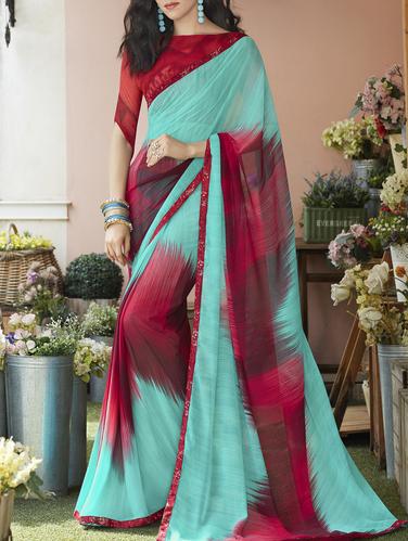 lace border dual shade saree with blouse - 15344257 - Very Small Image - 1