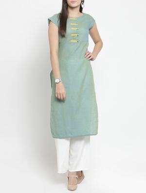 pistachio straight kurta - 15344527 - Standard Image - 1