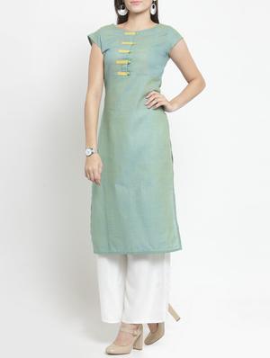 pistachio straight kurta - 15344527 - Standard Image - 2