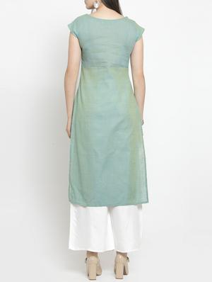 pistachio straight kurta - 15344527 - Standard Image - 3