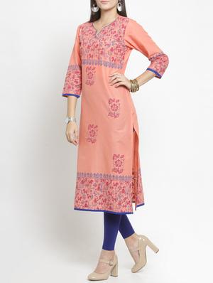 straight block print kurta - 15344538 - Standard Image - 2