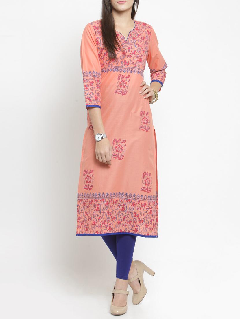 straight block print kurta - 15344538 - Zoom Image - 1