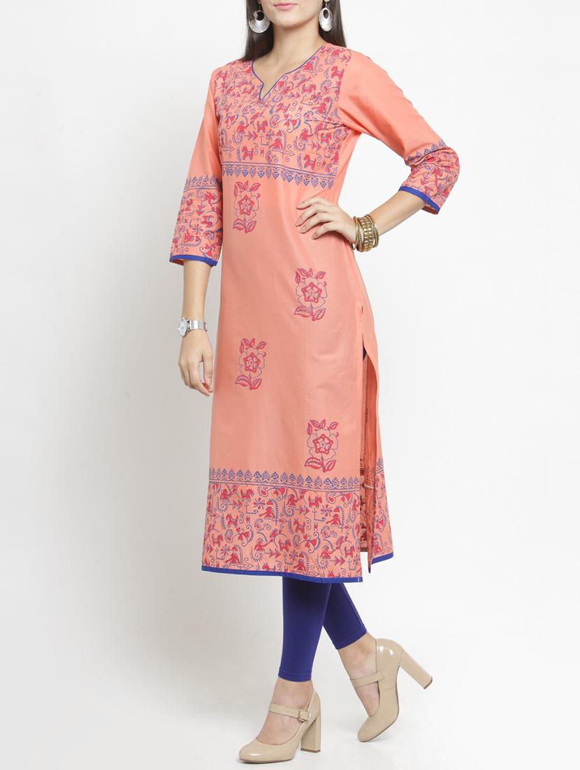 straight block print kurta - 15344538 - Zoom Image - 2
