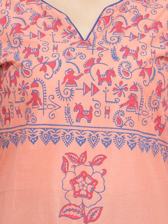 straight block print kurta - 15344538 - Zoom Image - 4