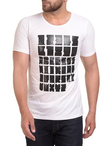 white cotton blend front print t-shirt - 15344548 - Very Small Image - 1