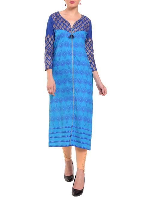 printed straight kurta - 15344565 - Standard Image - 1