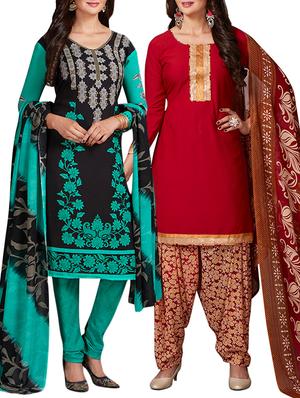 multi colored unstitched combo suit - 15344588 - Standard Image - 1