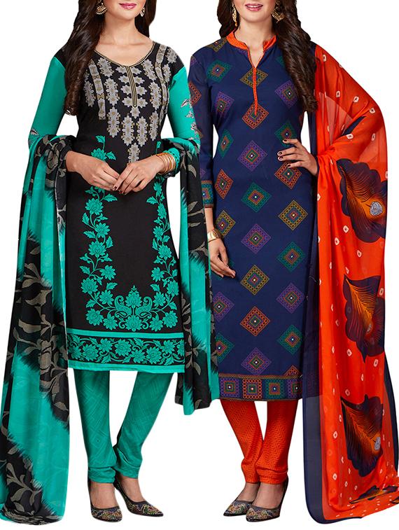 multi colored unstitched combo suit - 15344592 - Zoom Image - 1