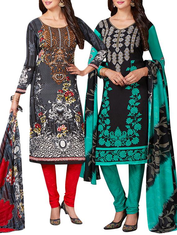 multi colored unstitched combo suit - 15344605 - Zoom Image - 1