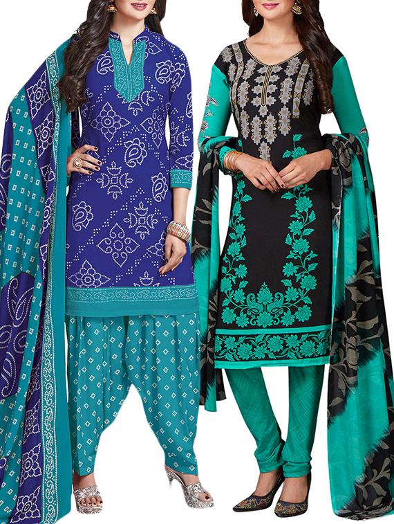 multi colored unstitched combo suit - 15344608 - Zoom Image - 1