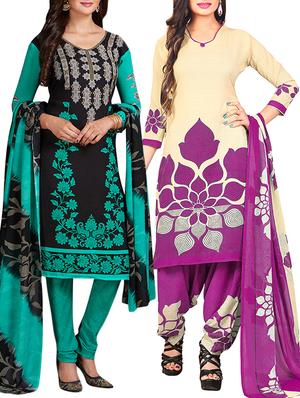 multi colored unstitched combo suit - 15344617 - Standard Image - 1