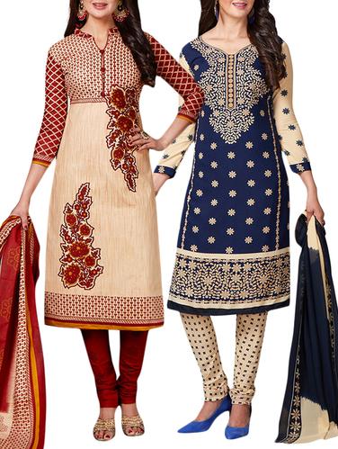 multi colored unstitched combo suit - 15344618 - Very Small Image - 1