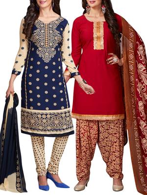 multi colored unstitched combo suit - 15344619 - Standard Image - 1