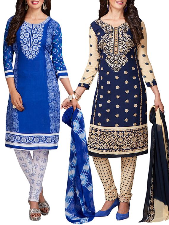 multi colored unstitched combo suit - 15344620 - Zoom Image - 1