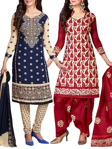 multi colored unstitched combo suit - 15344622 - Very Small Image - 1