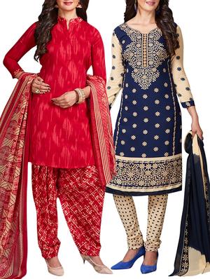 multi colored unstitched combo suit - 15344628 - Standard Image - 1