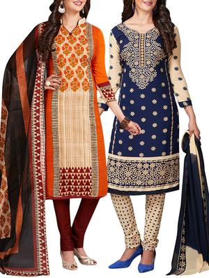 multi colored unstitched combo suit - 15344629 - Standard Image - 1
