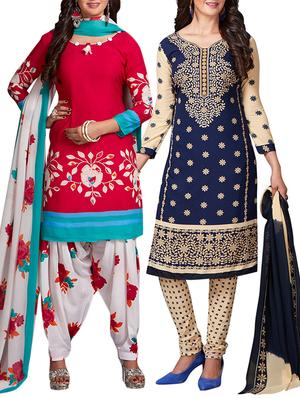 multi colored unstitched combo suit - 15344631 - Standard Image - 1