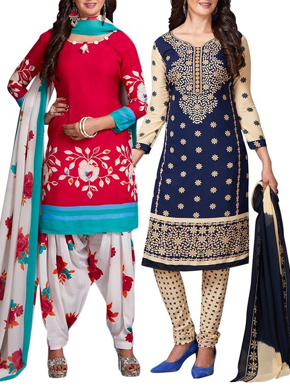 multi colored unstitched combo suit - 15344631 - Zoom Image - 1