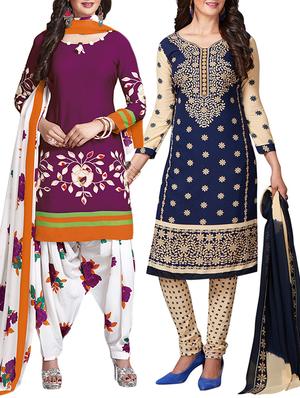 multi colored unstitched combo suit - 15344632 - Standard Image - 1