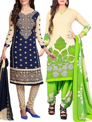 multi colored unstitched combo suit - 15344647 - Standard Image - 1