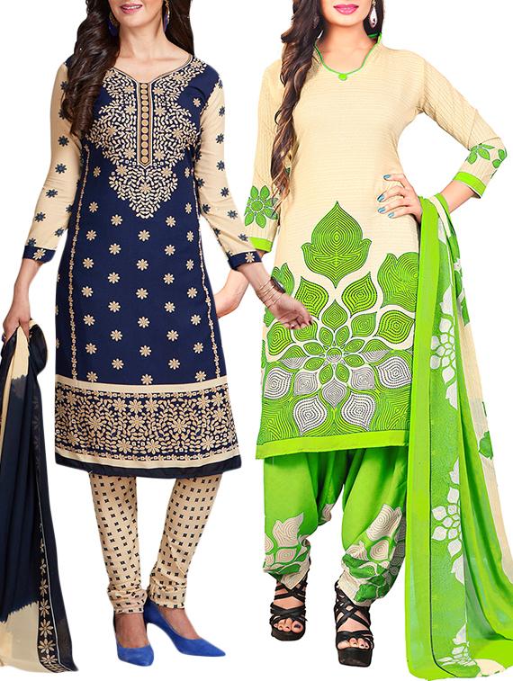 multi colored unstitched combo suit - 15344647 - Zoom Image - 1