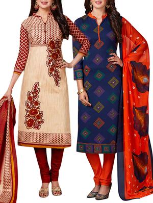 multi colored unstitched combo suit - 15344653 - Standard Image - 1